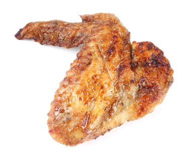 Beyaz arka plan üzerinde izole ızgara tavuk kanadı