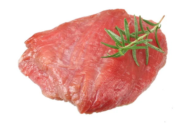 Rohes Rindfleisch Isoliert Auf Weißem Hintergrund — Stockfoto
