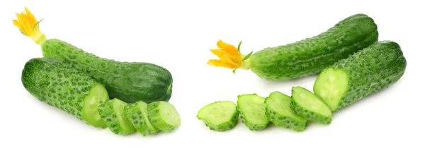 Cucumber Collection Fresh Cucumber Slices Isolated White Background — Stock Photo, Image