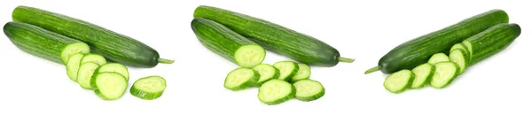 Cucumber Collection Fresh Cucumber Slices Isolated White Background — Stock Photo, Image