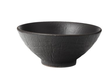 Beyaz arka planda izole edilmiş boş siyah yuvarlak kase