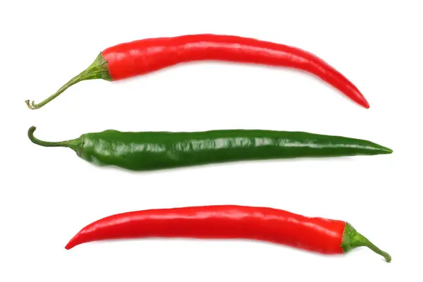 Zielony Red Hot Chili Peppers Białym Tle Widok Góry — Zdjęcie stockowe