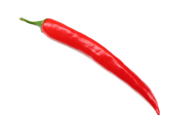Rode Hot Chili Peper Witte Achtergrond Geïsoleerd Bovenaanzicht — Stockfoto