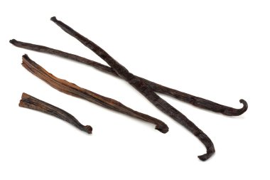 Vanilya beyaz arka plan üzerinde izole yapışır. vanilya çekirdeği