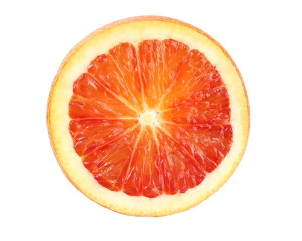 Sangre Roja Fruta Naranja Con Rebanadas Aisladas Sobre Fondo Blanco —  Fotos de Stock