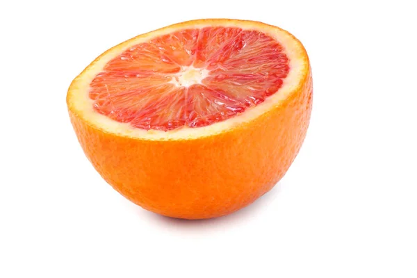 Κόκκινο Αίμα Πορτοκαλί Φρούτα Φέτες Που Απομονώνονται Λευκό Φόντο — Φωτογραφία Αρχείου