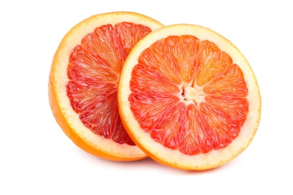 Κόκκινο Αίμα Πορτοκαλί Φρούτα Φέτες Που Απομονώνονται Λευκό Φόντο — Φωτογραφία Αρχείου