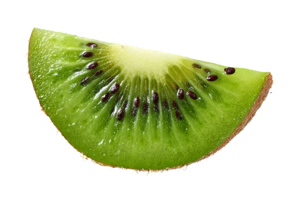 Fetta Kiwi Isolata Fondo Bianco — Foto Stock