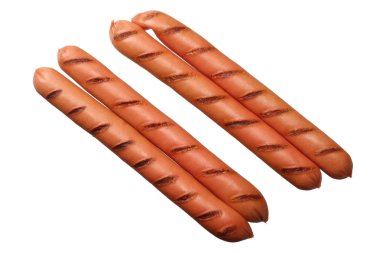 Beyaz arka plan üzerinde izole sosis haşlama. Üstten Görünüm 