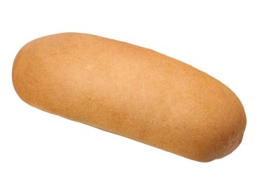 Sosisli ekmeği beyaz arkaplanda izole edilmiş. 