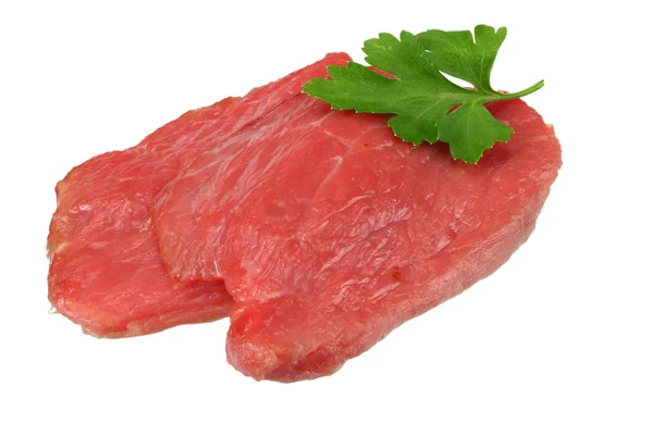 Rohes Rindfleisch isoliert auf weißem Hintergrund — Stockfoto