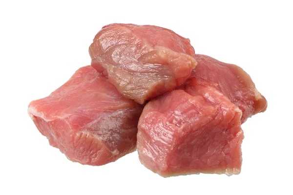 Trozos de carne de res cruda aislados sobre fondo blanco — Foto de Stock