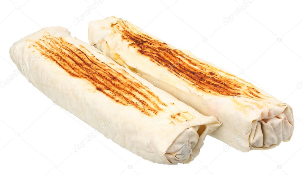 shawarma isolated on white background. fast food 