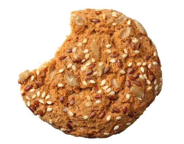 Oatmeal cookie isolerad på en vit bakgrund. Ovanifrån — Stockfoto