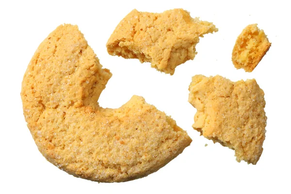 白い背景に分離されたコーンクッキー。上面図 — ストック写真