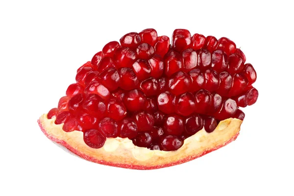 Piece of pomegranate fruit with seeds isolated on a white background — Stock Photo, Image