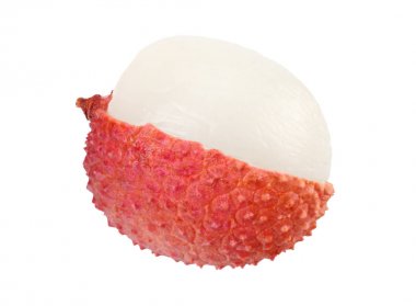 beyaz arka plan üzerinde izole bir taze lychee. Makro 