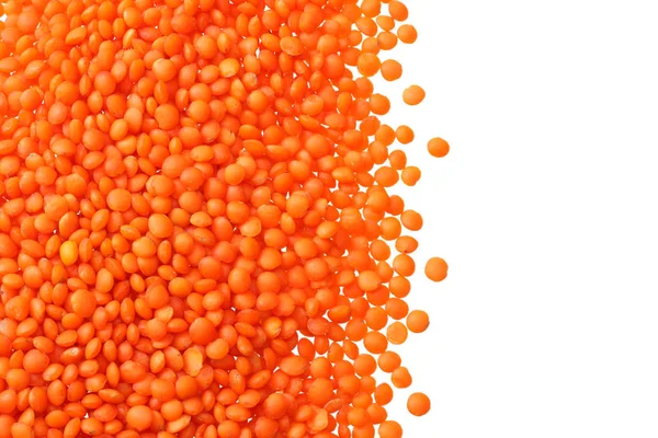 Red lentils isolated on white background. Top view. — Stock Photo, Image