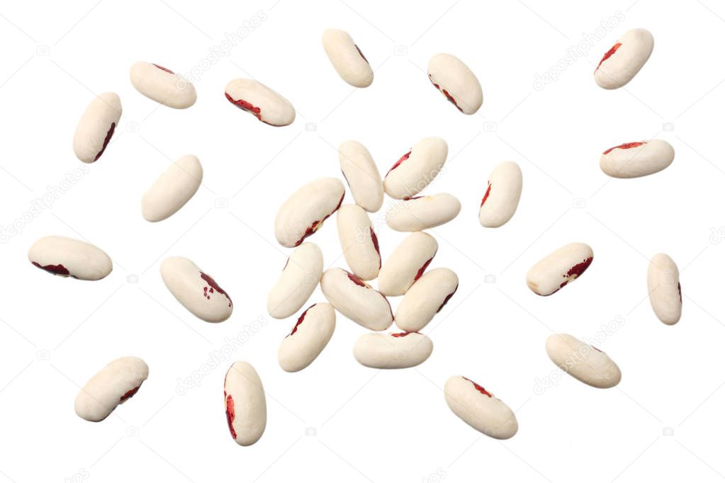 white kidney beans isolated on white background. top view 