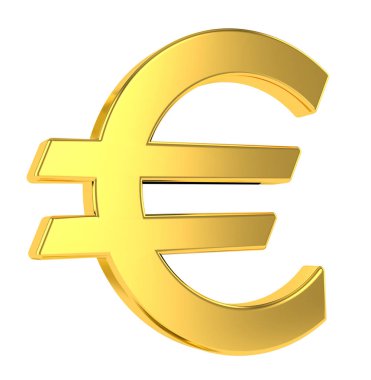Euro işareti. Beyaz arka plan üzerinde izole 3d altın euro sembolü. 3