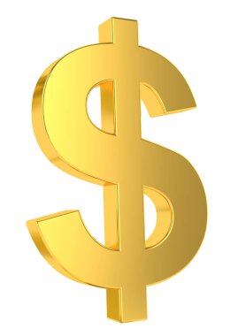 Usd işareti. Beyaz arka planda izole 3d altın dolar sembolü. 