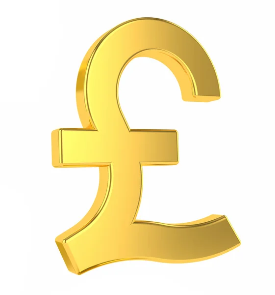 GBP sign. 3d golden british pound symbol isolated on white backg — Φωτογραφία Αρχείου