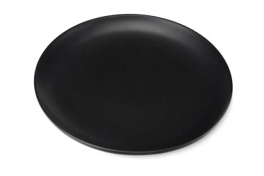 boş siyah yuvarlak plaka beyaz arkaplanda izole 