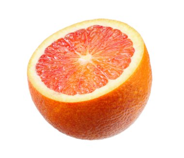 Kırmızı kan portakalı meyve beyaz arka plan üzerinde izole dilimleri ile 