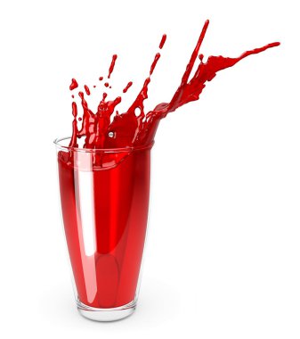 beyaz bir arka plan üzerinde izole nar suyu sıçrama. Bir bardak nar suyu. 