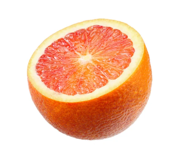 Rote Blutorangenfrucht mit Scheiben auf weißem Hintergrund — Stockfoto
