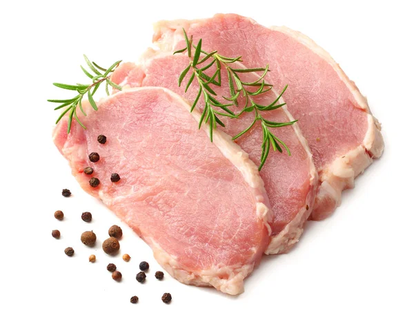 Rohes Schweinefleisch isoliert auf weißem Hintergrund — Stockfoto