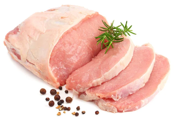 Rohes Schweinefleisch isoliert auf weißem Hintergrund — Stockfoto