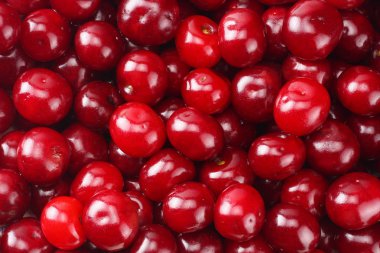 Kırmızı sulu kiraz arka plan. kiraz dokusu. Üstte görüntü. 