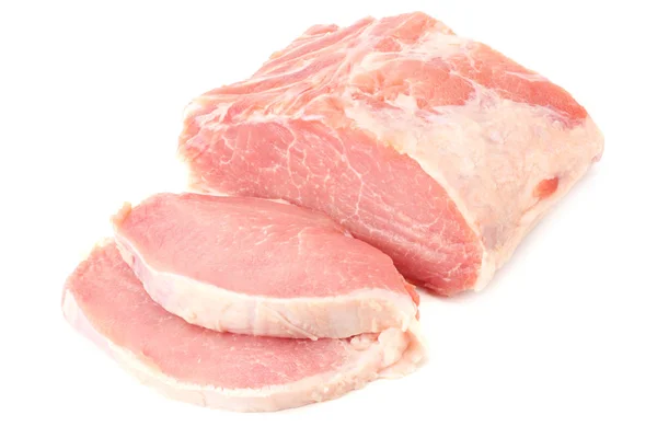 Rohes Schweinefleisch isoliert auf weißem Hintergrund — Stockfoto