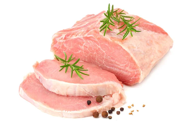 Carne crua de porco isolada sobre fundo branco — Fotografia de Stock