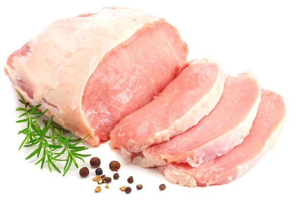 Rohes Schweinefleisch isoliert auf weißem Hintergrund — Stockfoto