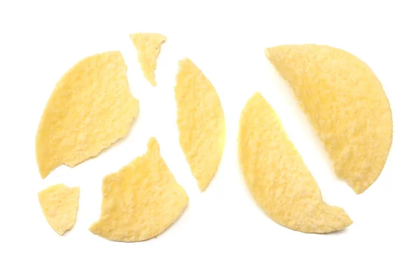 Grupo de batatas fritas isoladas sobre fundo branco — Fotografia de Stock
