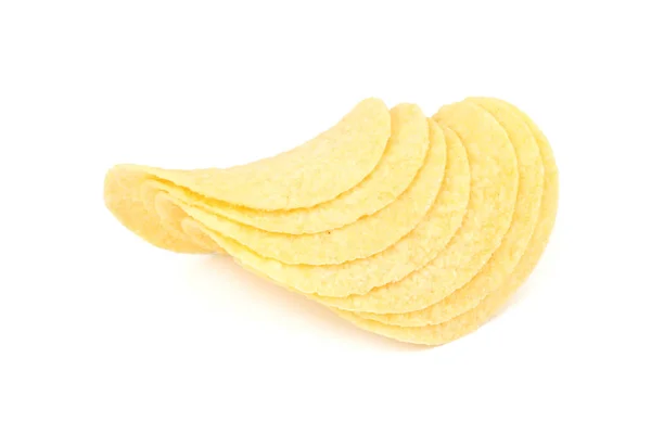 Gruppe von Kartoffelchips isoliert auf weißem Hintergrund — Stockfoto