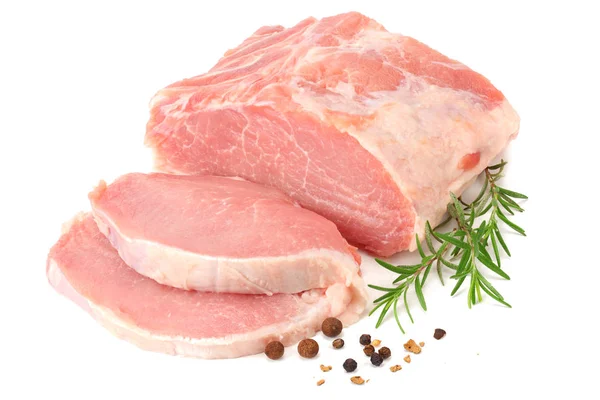 Carne di maiale cruda isolata su fondo bianco — Foto Stock