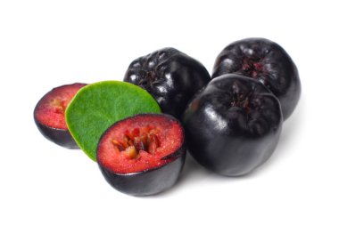 Beyaz arka plan üzerinde izole yeşil yaprakları ile Chokeberry. Siyah aronia 