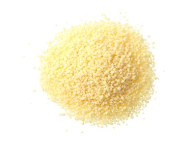 Kuskus beyaz arka plan üzerinde izole. üst görünüm 