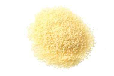 Kuskus beyaz arka plan üzerinde izole. üst görünüm 