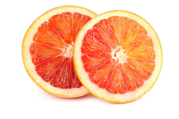 Red blood orange fruit with slices isolated on white background — Stock Photo, Image