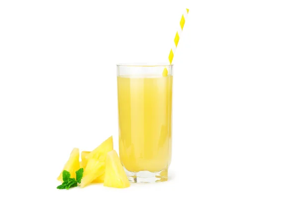 Szklanka Soku Ananasowego Izolowana Białym Tle — Zdjęcie stockowe