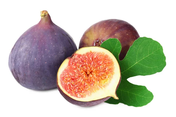 Fig Fruits Cut Slice Isolated White Background — Stock Photo, Image