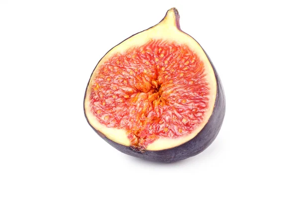 Fig Frukt Med Skuren Skiva Isolerad Vit Bakgrund — Stockfoto