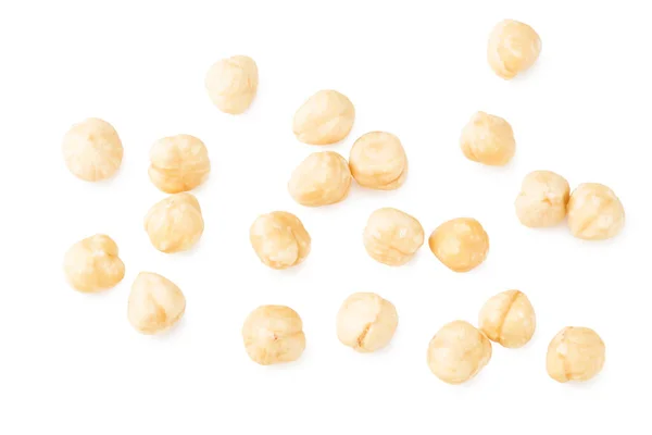 Hazelnuts Изолированы Белом Фоне Вид Сверху — стоковое фото