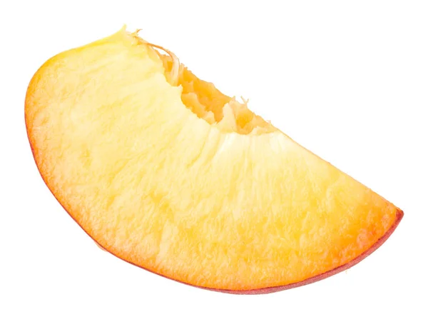 Snitt Persika Frukt Isolerad Vit Bakgrund — Stockfoto