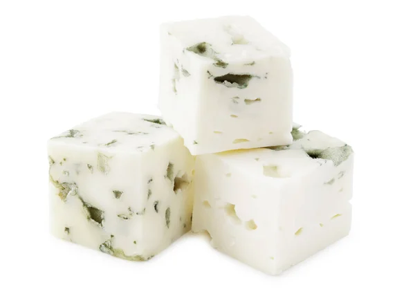 Cut Blue Cheese Isolated White Background Macro — Stock Photo, Image