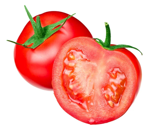 Verse Tomatenschijfjes Geïsoleerd Witte Achtergrond Volledige Velddiepte — Stockfoto